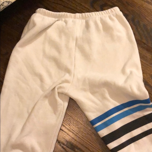 Rebel Yell Cozy White Cropped Sweatpants with Blue Stripes & Logo xl - Picture 6 of 6